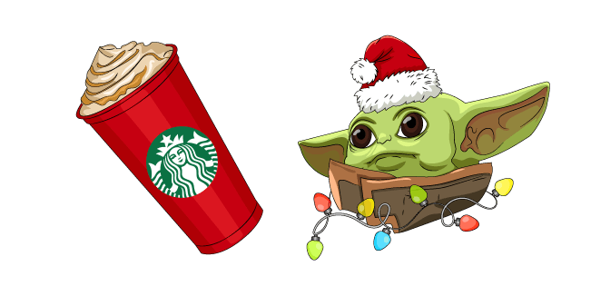 Christmas Baby Yoda and Starbucks Cup Cursor