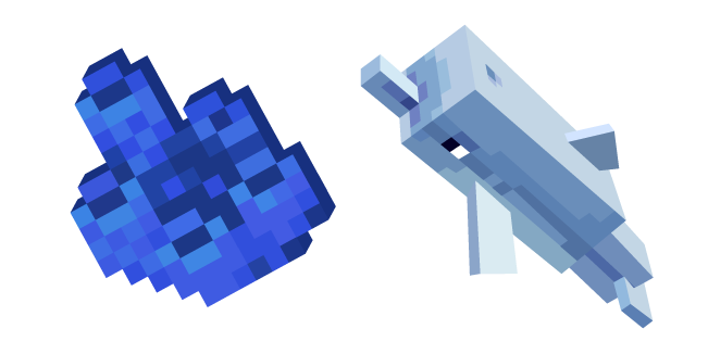 Minecraft Tube Coral and Dolphin Cursor