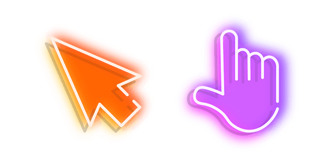 Orange Arrow and Purple Hand Neon Cursor