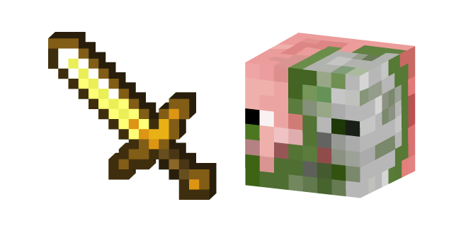 Minecraft Golden Sword and Zombie Pigman курсор