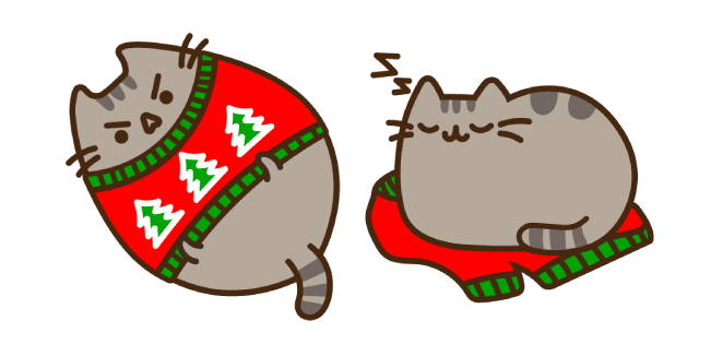 Pusheen and Ugly Holiday Sweater курсор