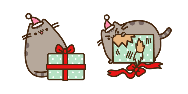 Pusheen with Christmas Present курсор