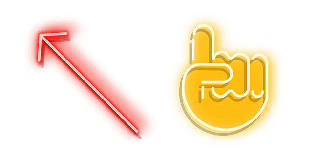 Red Arrow and Yellow Pointer Hand Neon Cursor