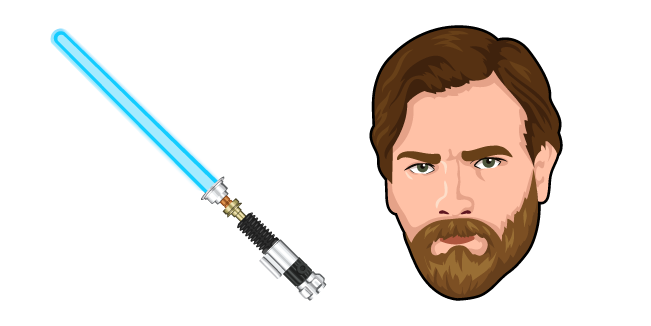 Star Wars Obi-Wan Kenobi and Blue Lightsaber курсор