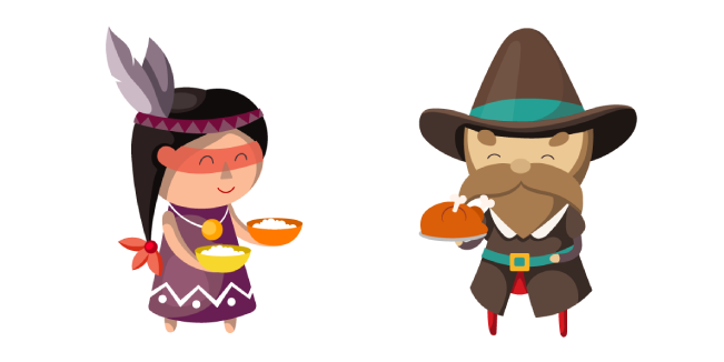 Thanksgiving Day Indian and Pilgrim Cursor