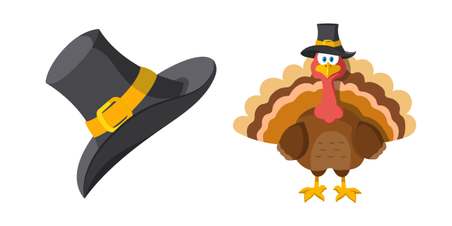 Thanksgiving Day Pilgrim Hat and Turkey курсор