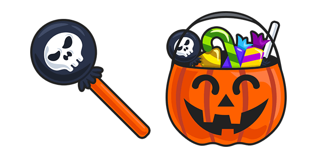 Halloween Lollipop and Pumpkin Basket Cursor