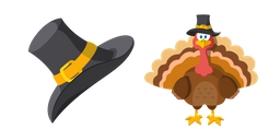 Курсор Thanksgiving Day Pilgrim Hat and Turkey