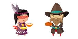 Thanksgiving Day Indian and Pilgrim cursor