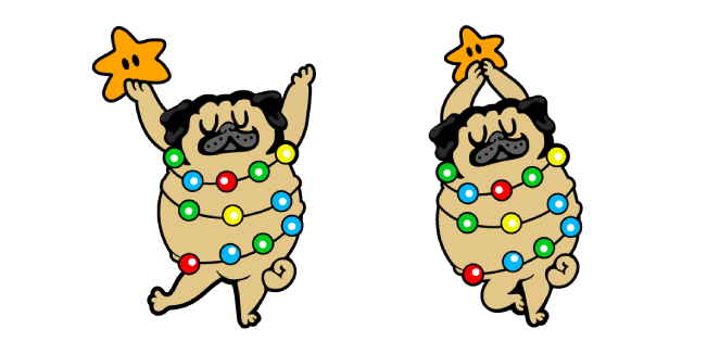 Cute Christmas Tree Pug курсор