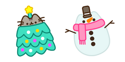 Christmas Tree Pusheen and Snowman cursor