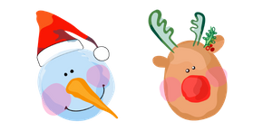 Christmas Aquarelle Snowman and Deer Curseur