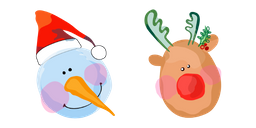 Christmas Aquarelle Snowman and Deer Curseur