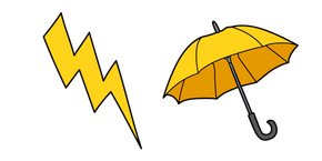VSCO Girl Lightning and Umbrella Curseur