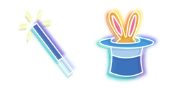 Blue Magic Wand and Hat Neon Cursor