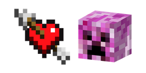 Minecraft Heart with Arrow and Pink Creeper cursor