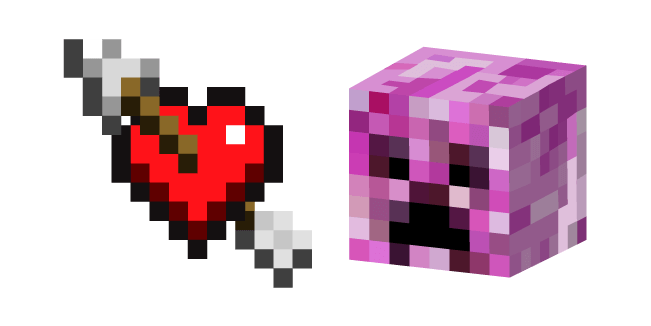 Minecraft Heart with Arrow and Pink Creeper курсор