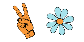 Курсор VSCO Girl Victory Hand and Flower