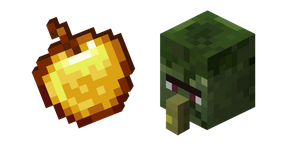 Minecraft Golden Apple and Zombie Villager Cursor