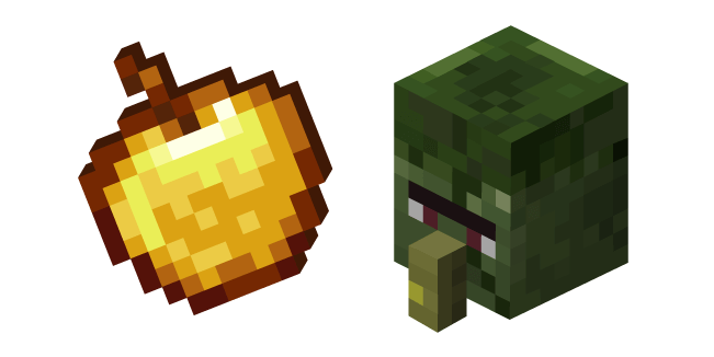 Minecraft Golden Apple and Zombie Villager Cursor