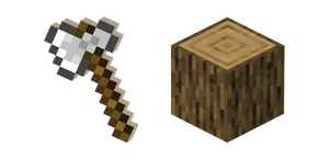 Minecraft Iron Axe and Oak Log Curseur