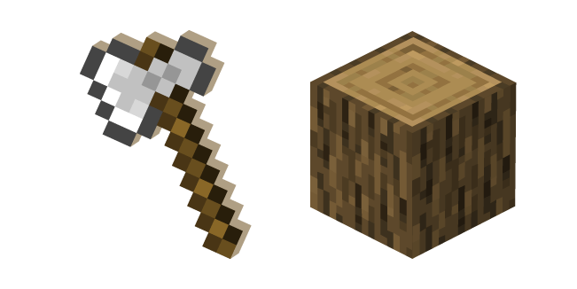 Minecraft Iron Axe and Oak Log курсор