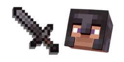 Minecraft Netherite Sword and Netherite Armor Steve Cursor