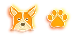 Курсор Orange Corgi Dog and Paw Neon
