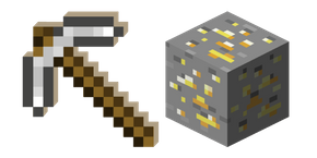 Minecraft Iron Pickaxe and Gold Ore cursor
