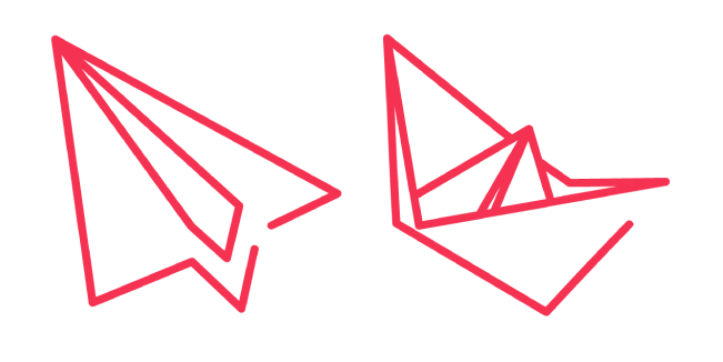 Red Line Paper Plane and Boat Cursor