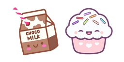 Cute Chocolate Milk and Cupcake Curseur