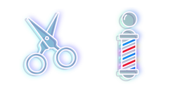 Blue Scissors and Barber's Pole Neon Cursor