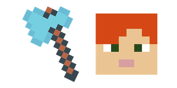 Minecraft Diamond Axe & Alex Curseur