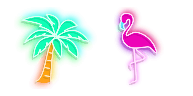 Palm Tree and Flamingo Neon Cursor