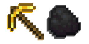 Minecraft Golden Pickaxe and Coal Curseur
