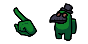 Among Us Green Character in Plague Doctor Mask Cursor