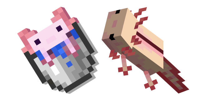 Minecraft Axolotl and Bucket of Axolotl Cursor