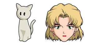Neon Genesis Evangelion Ritsuko Akagi and Cat Figure Curseur