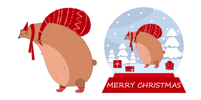 Christmas Snow Globe and Bear Cursor