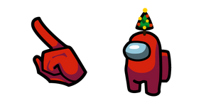 Among Us Red Character in Christmas Tree Hat cursor