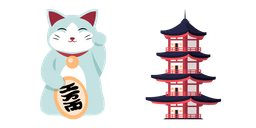 Japan Maneki-Neko and Pagoda Curseur