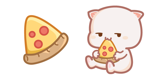 Cute Mochi Mochi Peach Cat and Pizza Cursor
