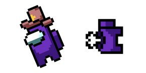 Among Us Pixel Purple Character in Sheriff Hat and Dead Body Curseur