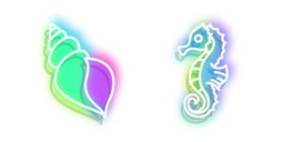 Neon Seahorse and Shell Curseur