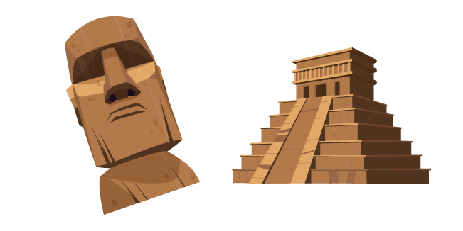 Пирамида Майя и Моаи курсор
