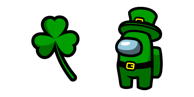 Among Us Leprechaun Character and Clover курсор