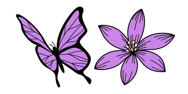 VSCO Girl Purple Flower and Butterfly Cursor