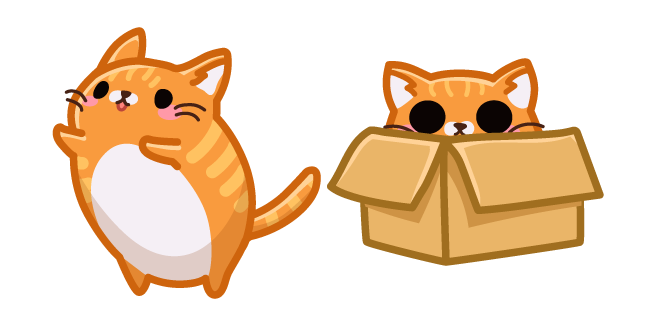 Cute Orange Cat in Box Cursor