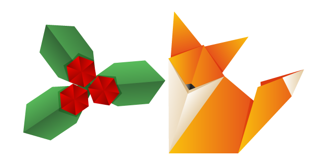 Оригами Лиса и Ягода курсор