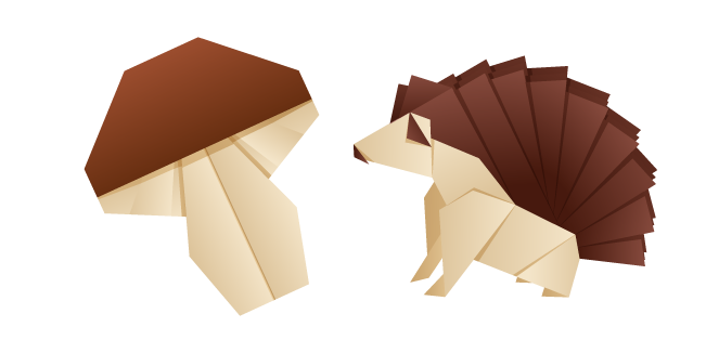 Origami Hedgehog and Mushroom Cursor